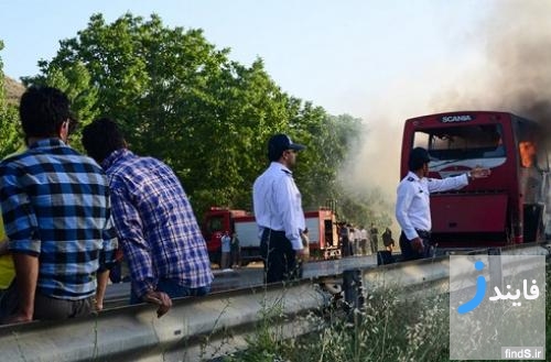 اتوبوس اسکانیا باز هم در جاده های ایران آتش گرفت