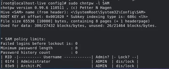 chntpw restart password