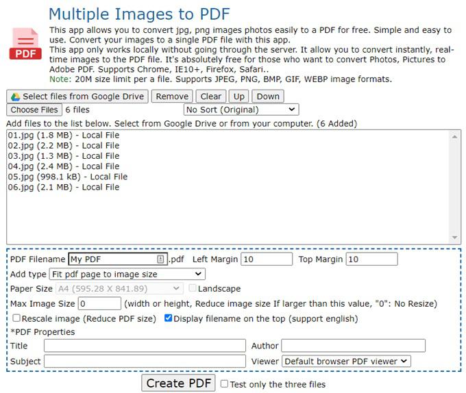 Multiple Images to PDF