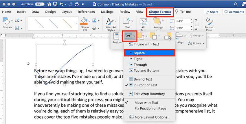 تب Shape Format