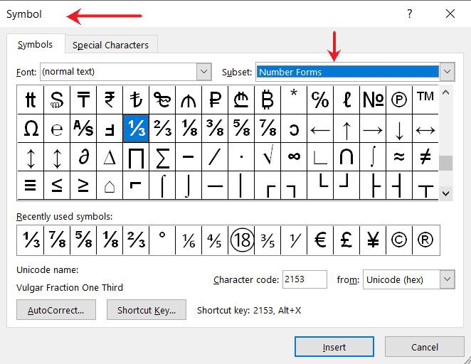 Symbol dialog box