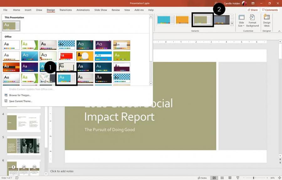 Select a PowerPoint theme