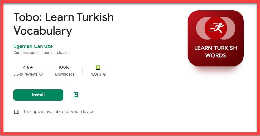اپلیکیشن Learn Turkish Vocabulary
