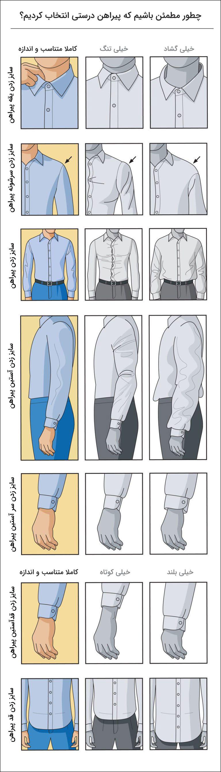 سایز کردن پیراهن مردانه