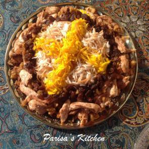 عکس رشته پلو | Reshteh Polo (Saffron Rice with Noodles, Sultanas and Walnuts)