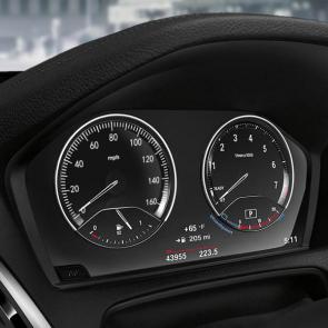 A close up of the sport-inspired digital Instrument Cluster of the BMW M240i Convertible.
