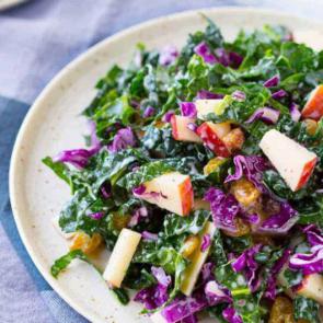 Kale Salad with Apples and Golden Raisins