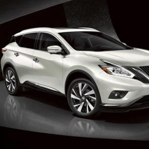 Nissan Murano Platinum AWD shown in Pearl White with LED daytime running lights