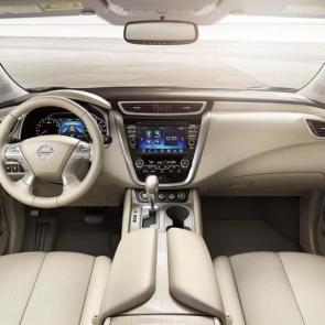 2017 Nissan Murano, interior console, shown in Cashmere Leather, with available 8.0