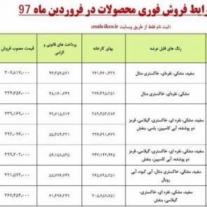 شرایط فروش فوری محصولات ایران خودرو ویژه فروردین ماه 1397
