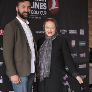 بهاره رهنما در کنار شوهرش در جشن سومين دوره مسابقات جهانى گلف تركيش ايرلاينز در تهران
