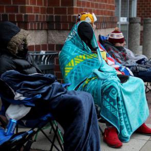 In Washington people camped out overnight despite the cold weather for Best Buy bargains (Picture: Getty)