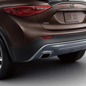 2019 INFINITI QX30 Crossover Exterior | QX30 AWD rear view shown in Chestnut Bronze, highlighting rugged rear bumper