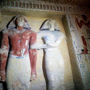 Statues inside the tomb of Wahtye. (Mohamed Abd El Ghany/Reuters)