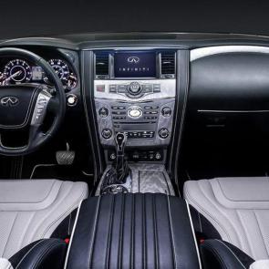 Graphite / Stone Semi-aniline Leather with Alcantara® / Matte Silver, open pore Ash Wood Trim **Only Available on QX80 LIMITED