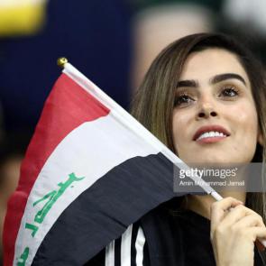 DUBAI, UNITED ARAB EMIRATES - JANUARY 16: Fans of Iraq during the AFC Asian Cup Group D match between Iran and Iraq at Al Maktoum Stadium on January 16, 2019 in Dubai, United Arab Emirates. (Photo by Amin Mohammad Jamali/Getty Images)