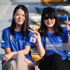 ABU DHABI, UNITED ARAB EMIRATES - JANUARY 13: Fans of Japan cheers during the AFC Asian Cup
