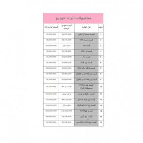 جدول / لیست قیمت محصولات ایران خودرو در بازار تهران / ویژه امروز
