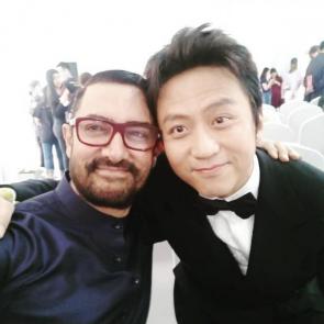 aamirkhan With chinese superstar dengchao 
