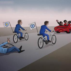 کاریکاتوری از برد لیوپول در برابر منچسترسیتی