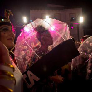People in costumes gather to welcome the new year in Coin, Spain.Jorge Guerrero/AFP/Getty Images