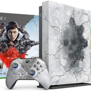 Microsoft Xbox One X 2TB SSHD Enhanced Gears 5 Limited Edition Arctic Blue Console, Gears 5 Ultimate Edition with Gears of War Complete Games Collection
