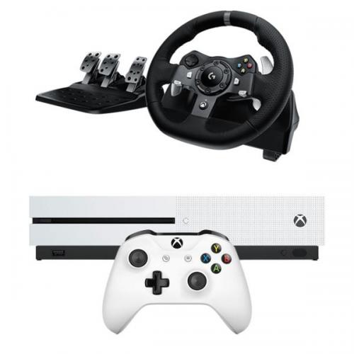 مجموعه کنسول بازی مایکروسافت مدل Xbox One S ظرفیت 1 ترابایت و فرمان بازی لاجیتک مدل G920 Driving Force