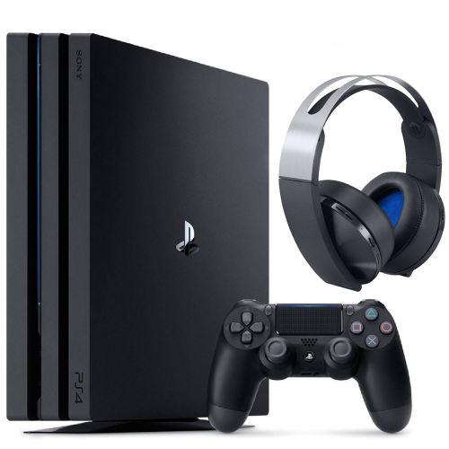 مجموعه کنسول بازی سونی مدل Playstation 4 Pro 2018 ریجن 2 کد CUH -7216B ظرفیت 1 ترابایت و playstation platinum headset