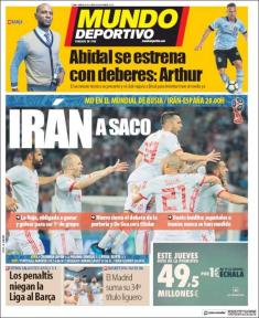 واکنش روزنامه های اسپانیا به بازی ایران در جام جهانی 2018