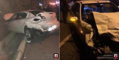 تصادف شدید مزدا 3 با پژو 206 در سعادت آباد تهران
